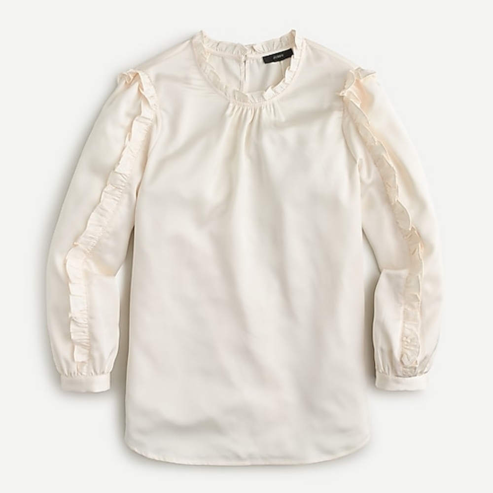 J. Crew Ruffle Sleeve Satin Top